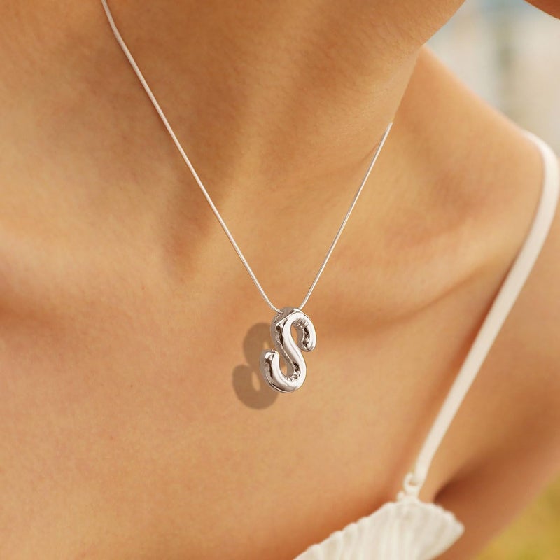 MTINEAPS Store Gold Initial Necklaces Gifts for Teen Girls Women, Teen Girl Gift Trendy Bubble Letter Pendant Necklace Jewelry Personalized Birthday Gifts for Girls Teens Women - Image 4